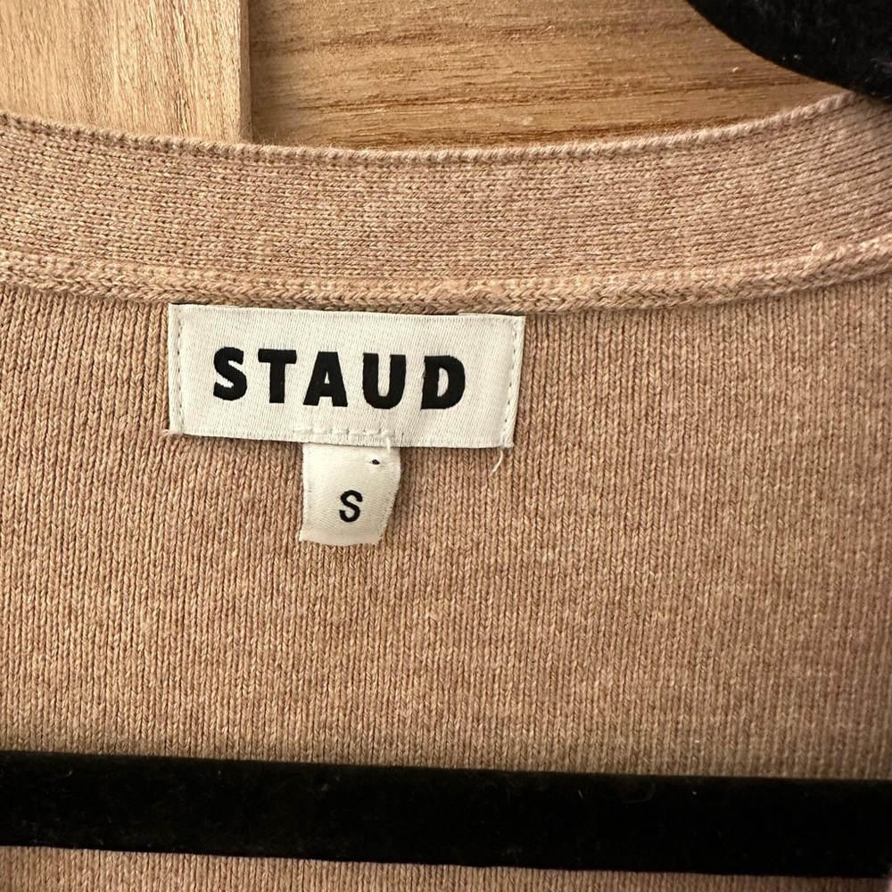 STAUD Madeline layered cotton and cashmere-blend pleated crepe midi dress size S - Picture 8 of 11